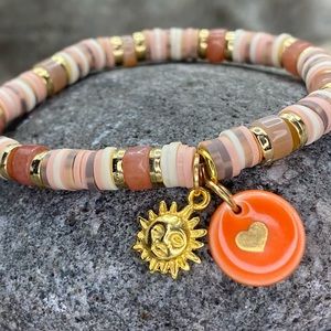 Sunstone Stretchy Heishi Gemstone Bracelet